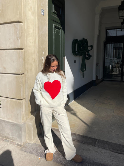 Red heart knit - White