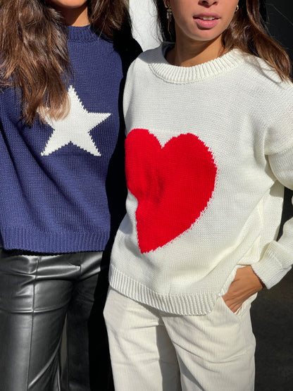 Red heart knit - White