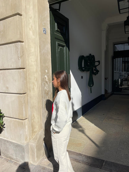 Red heart knit - White