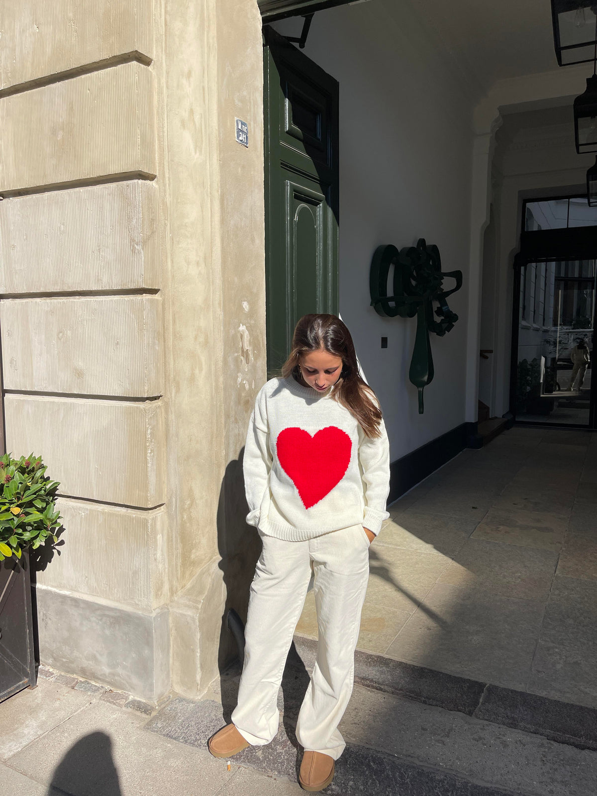 Red heart knit - White