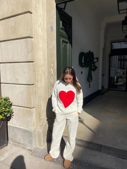 Red heart knit - White