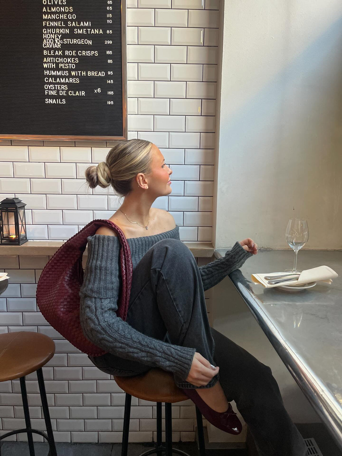 Theresa off-shoulder knit - Grey