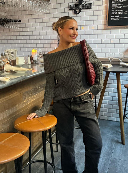 Theresa off-shoulder knit - Grey