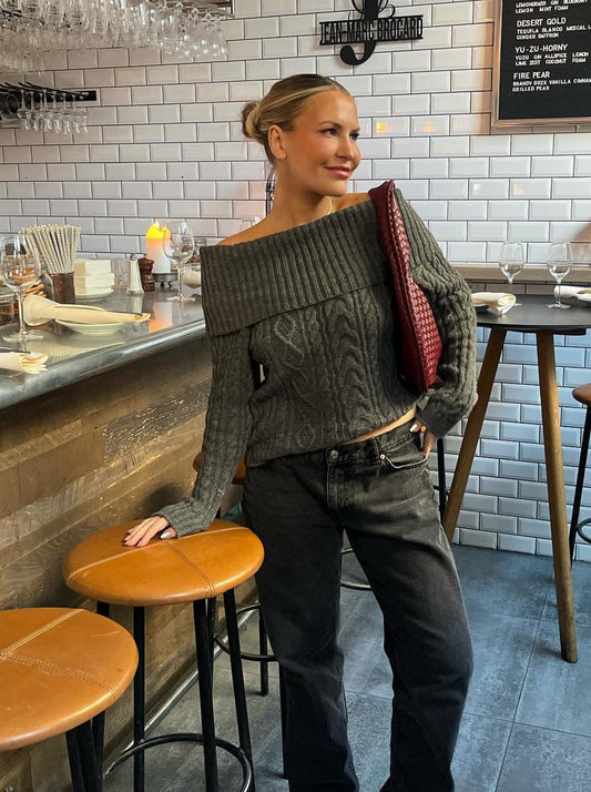 Theresa off-shoulder knit - Grey