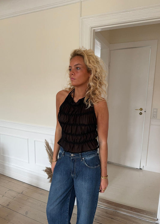 Augustine ruffle top - Black