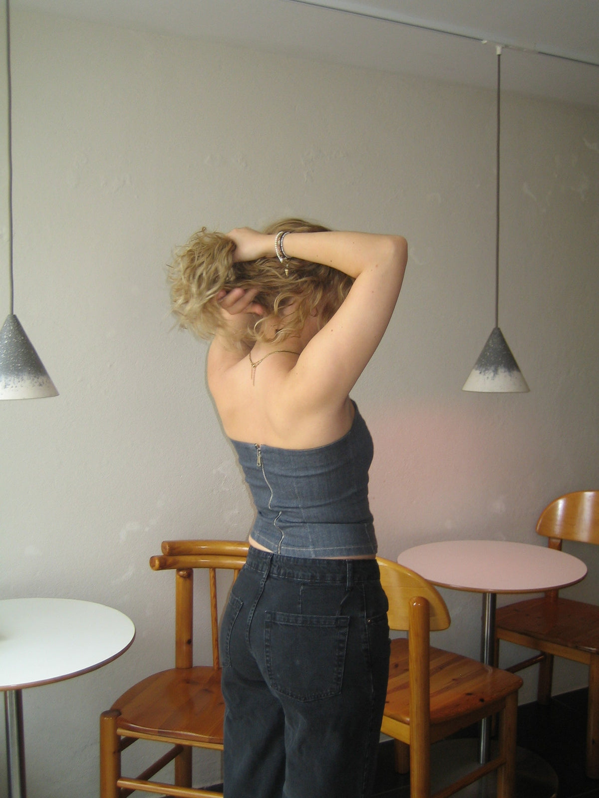 Malina denim top - Dark grey