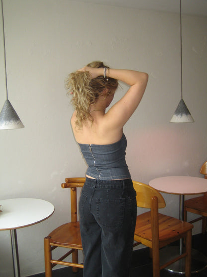 Malina denim top - Dark grey