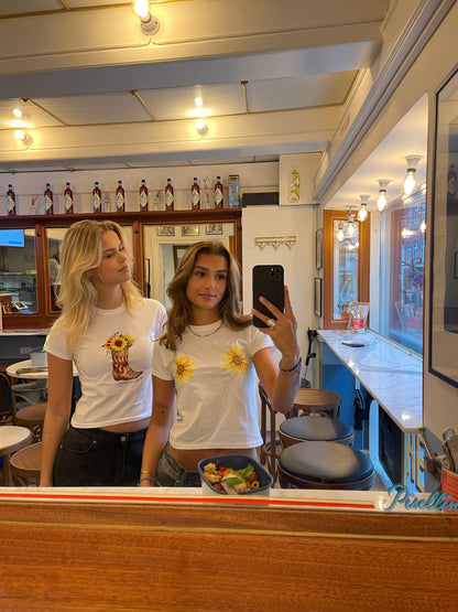"Be my sunflower" baby tee - White