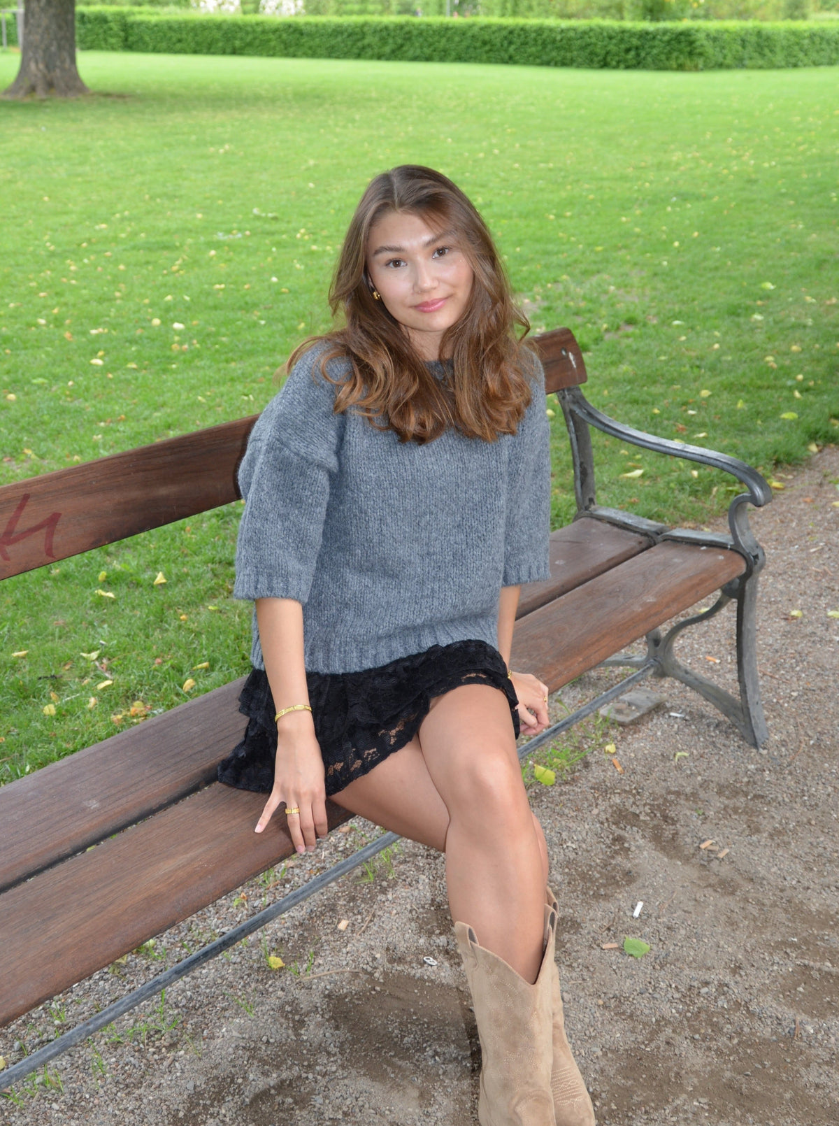 Hedvig knit with short sleeves - Grey