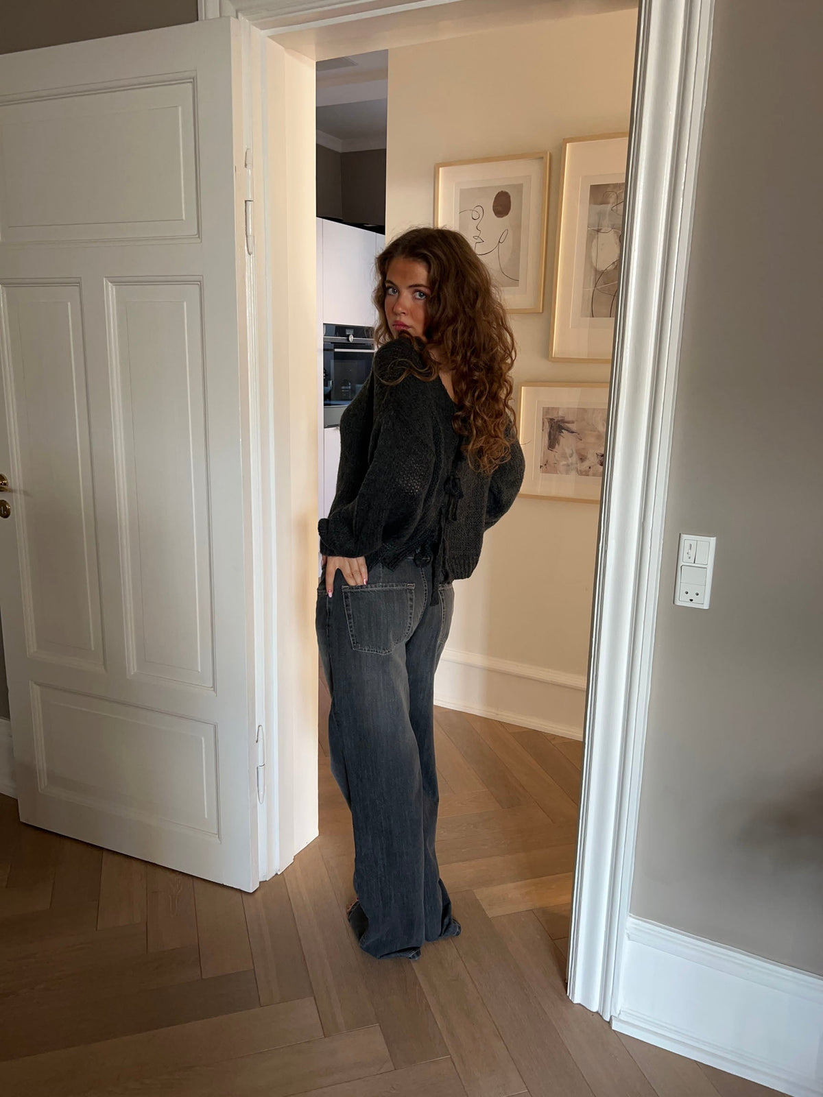 Berna knit with tie details - Dark grey