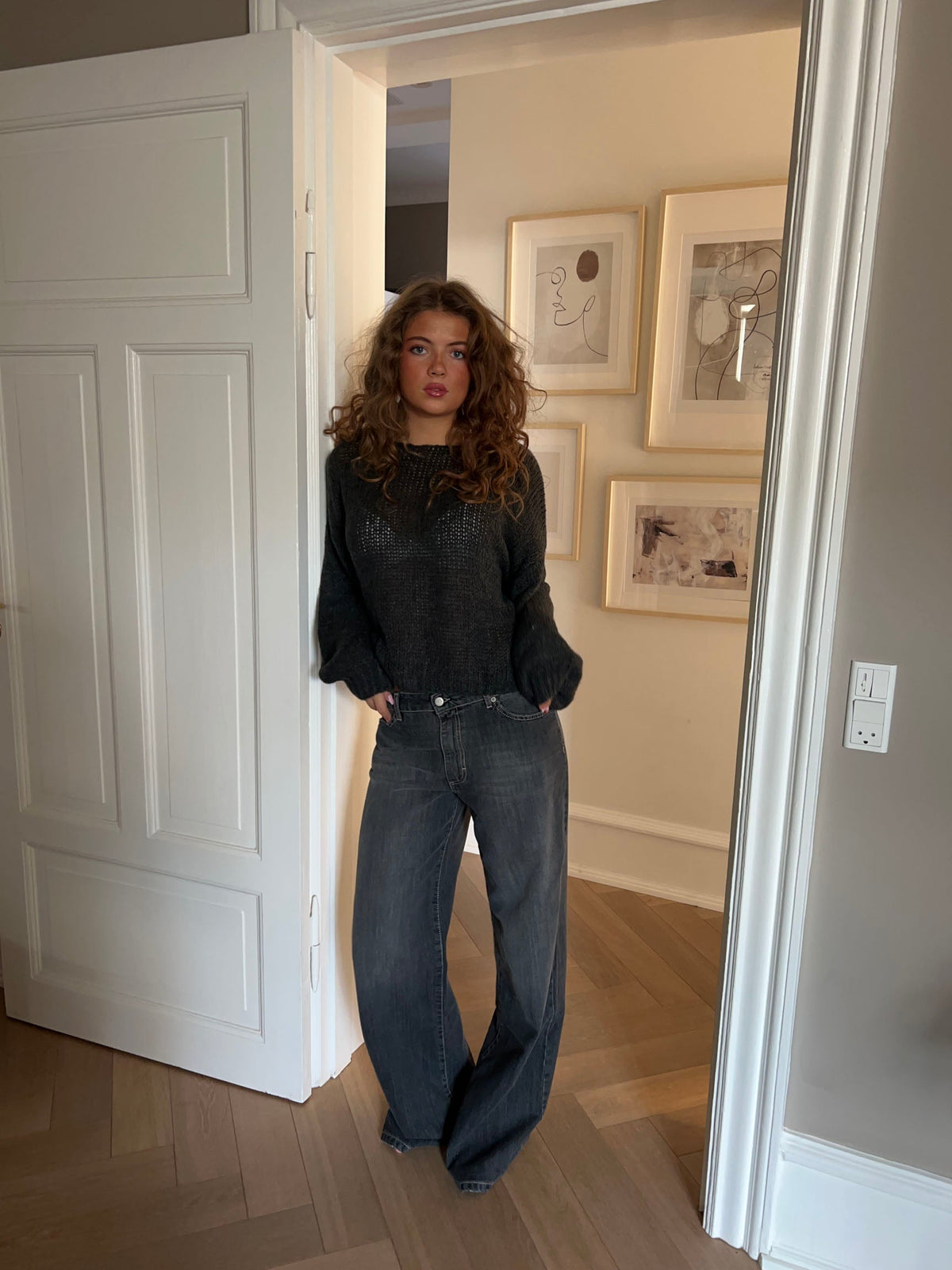 Berna knit with tie details - Dark grey