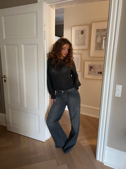 Berna knit with tie details - Dark grey