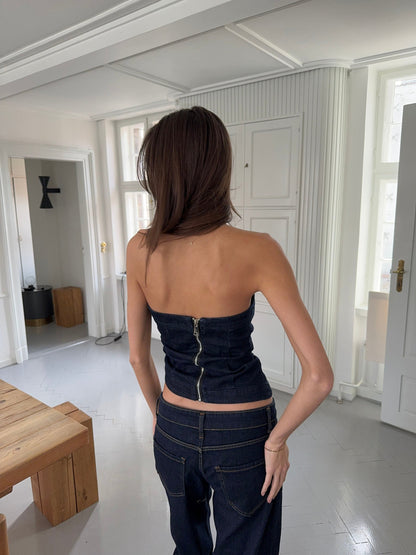 Viki denim top - Dark denim