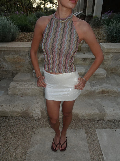 Liah halterneck top with glitter - Multicolored