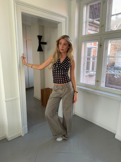 Ida top with polka dots - Black/white