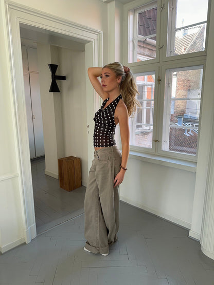 Ida top with polka dots - Black/white