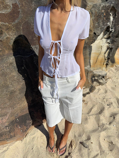 Silivia mesh top - White