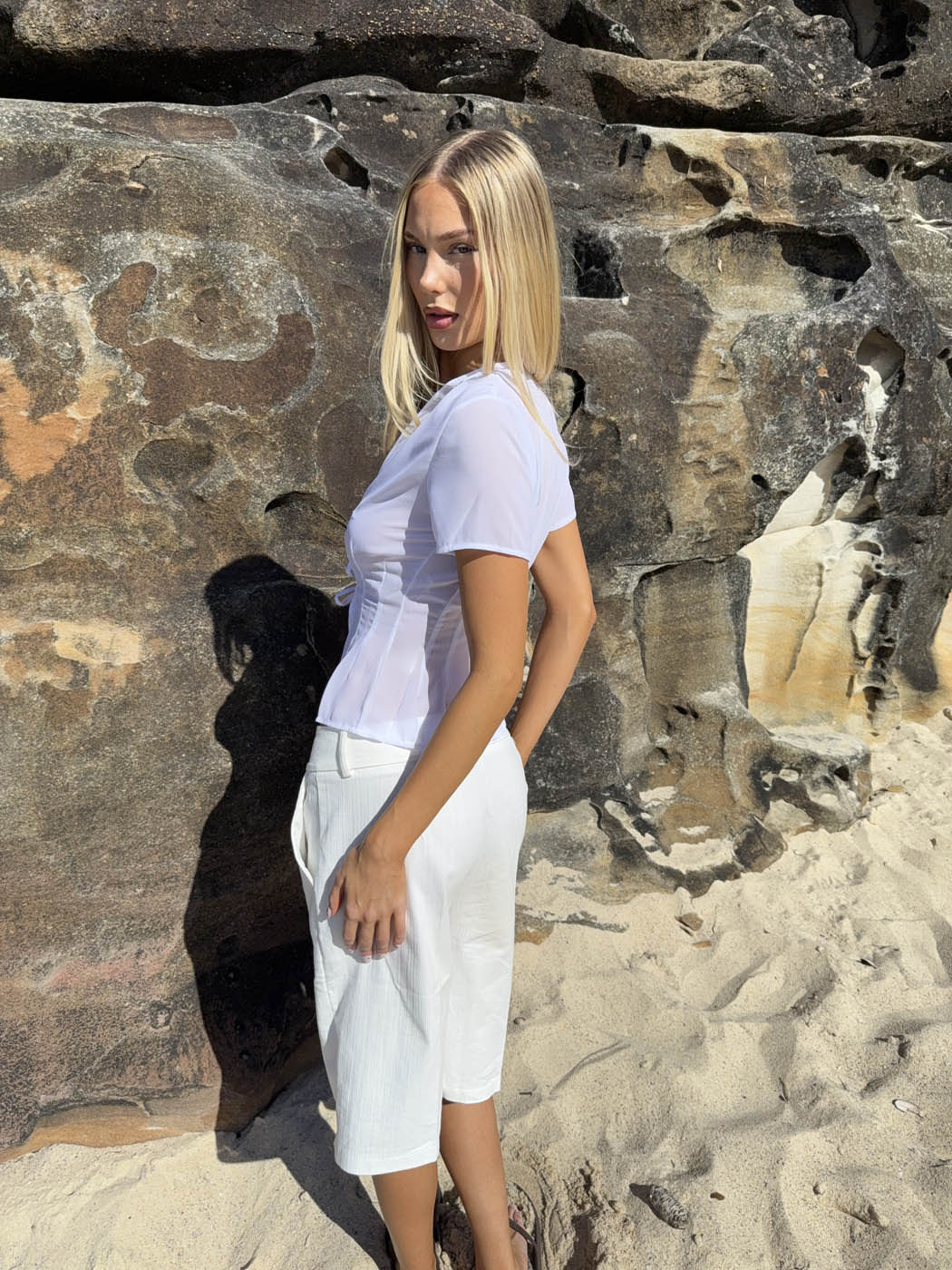 Silivia mesh top - White