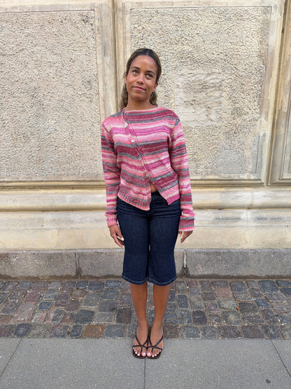 Bernie knit with buttons and stripes - Pink