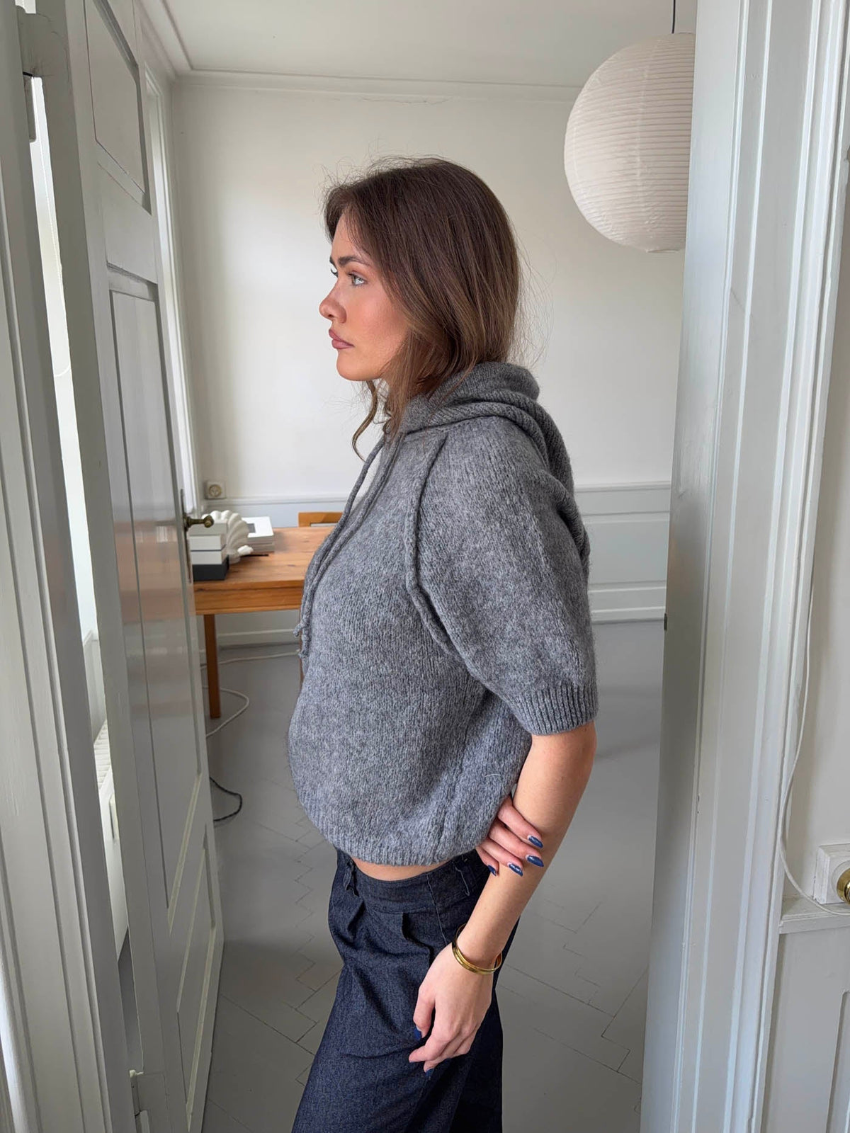 Vanja knitted hoodie - Grey