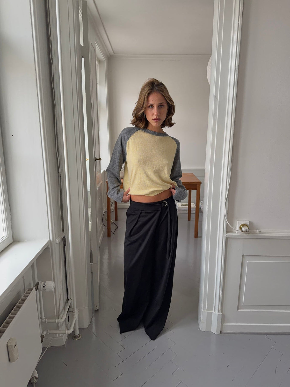 Oliva knit blouse - Grey/yellow