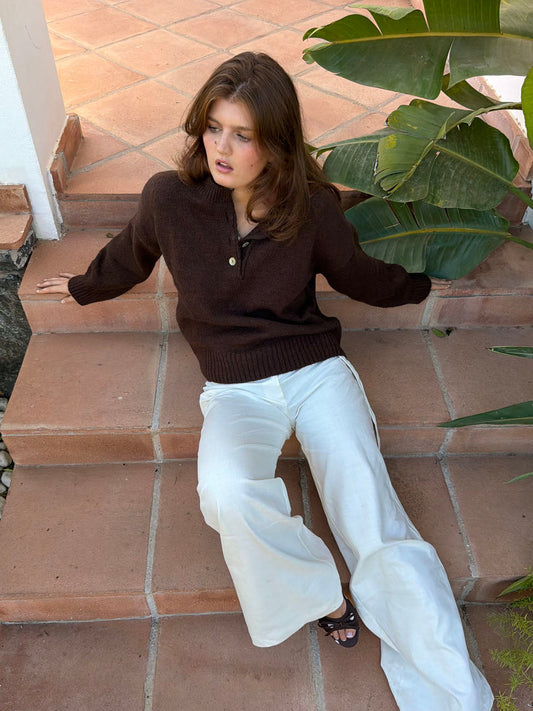Evelisse knit with buttons - Brown