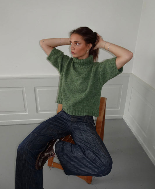 Dubleo knit sweater with short sleeves – Green