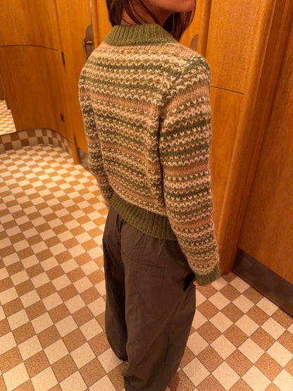Melia knit blouse with stripes - Green/beige