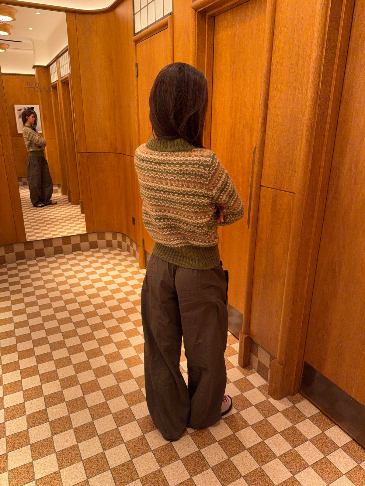 Melia knit blouse with stripes - Green/beige
