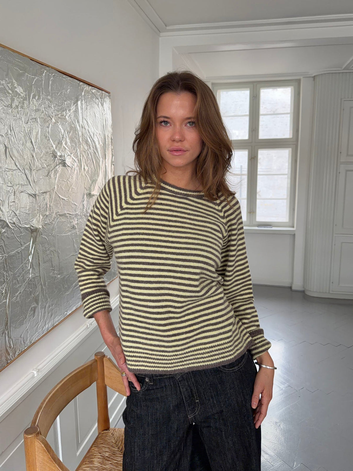 Lulanna knit with stripes - Yellow/brown