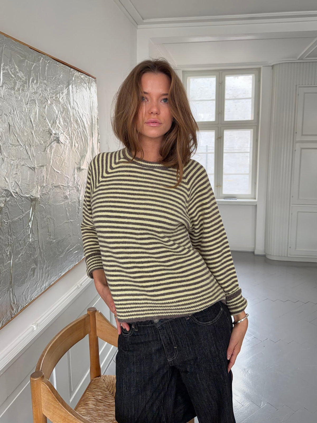 Lulanna knit with stripes - Yellow/brown