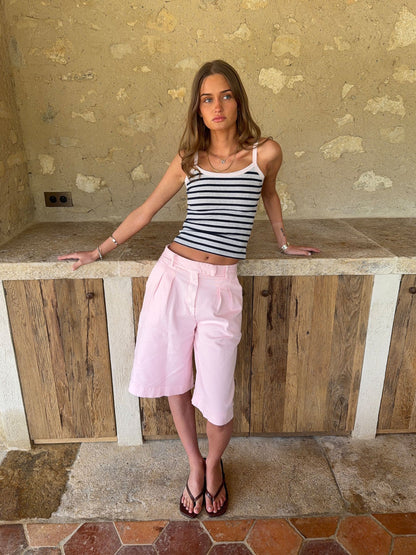 Wren tank top with stripes - Light grey/navy/pink