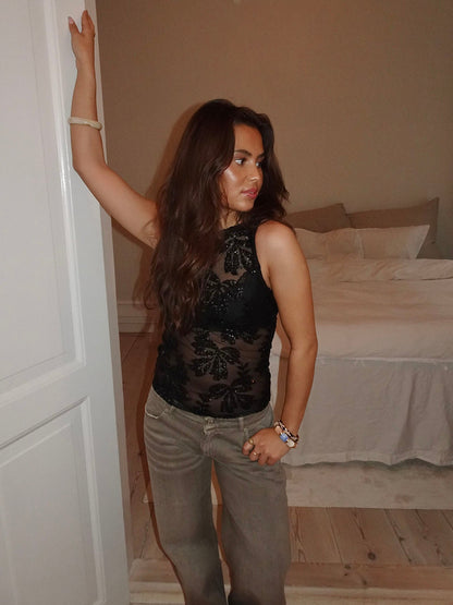 Lorelai top with sequins - Black