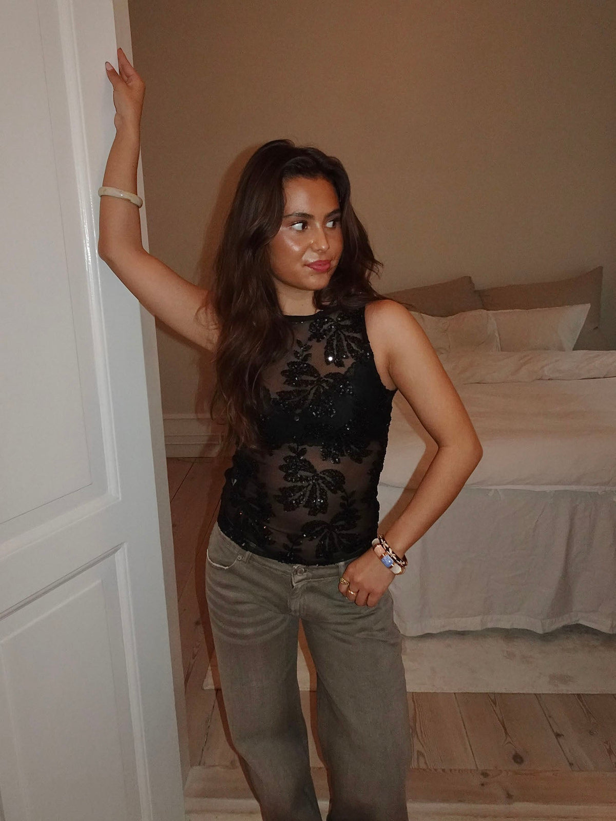 Lorelai top with sequins - Black