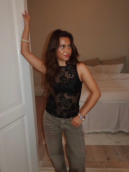 Lorelai top with sequins - Black