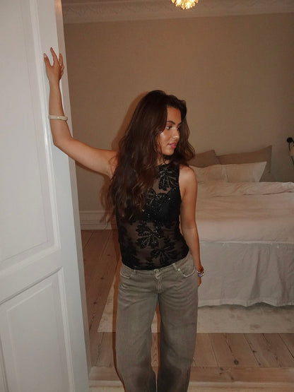 Lorelai top with sequins - Black
