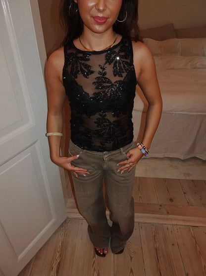 Lorelai top with sequins - Black