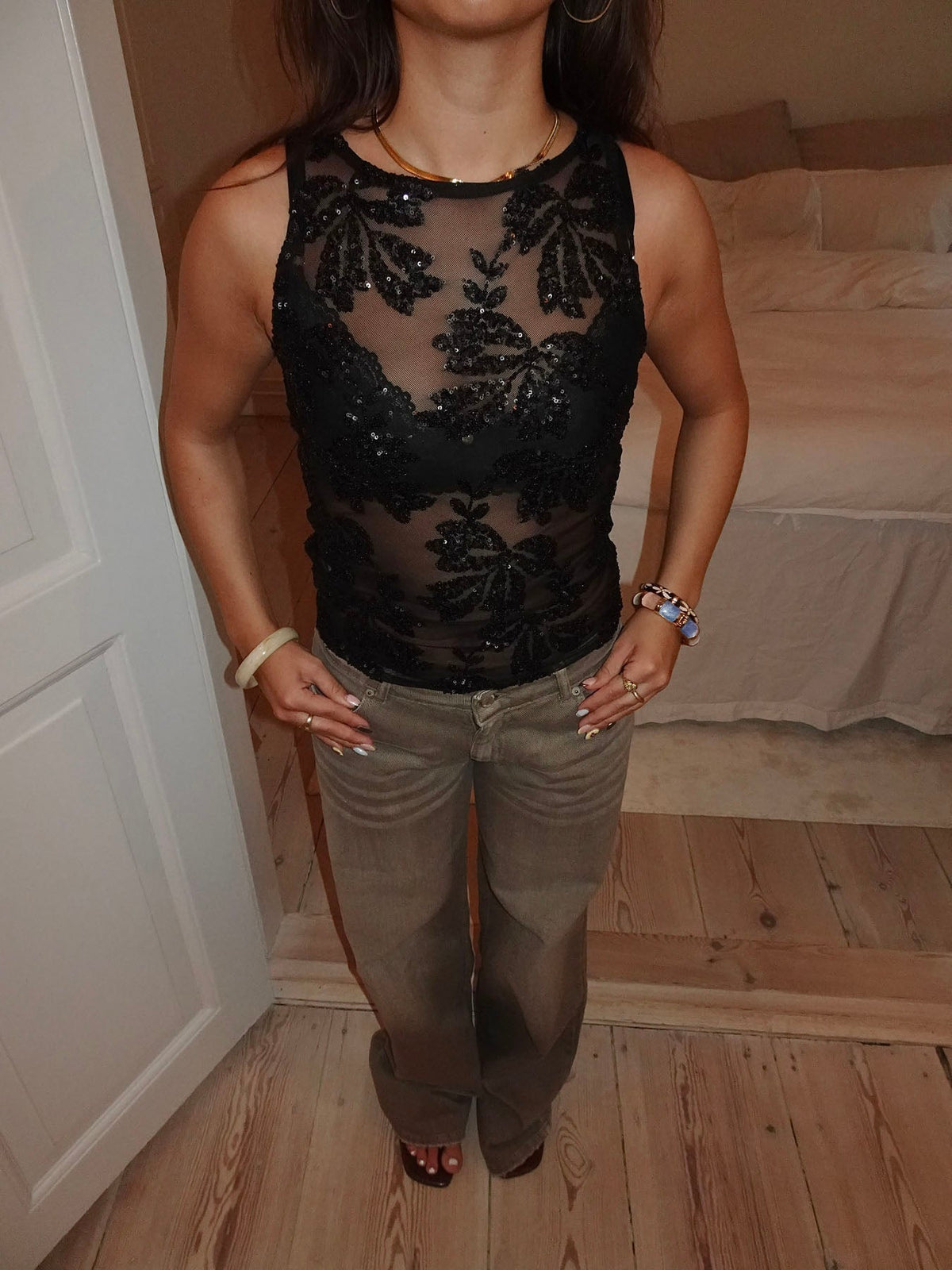 Lorelai top with sequins - Black