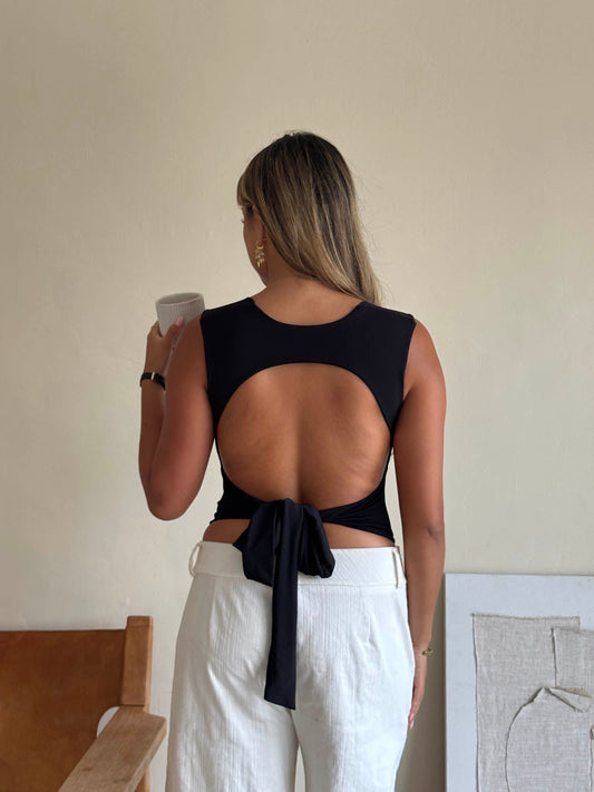 Lullia open back top - Black