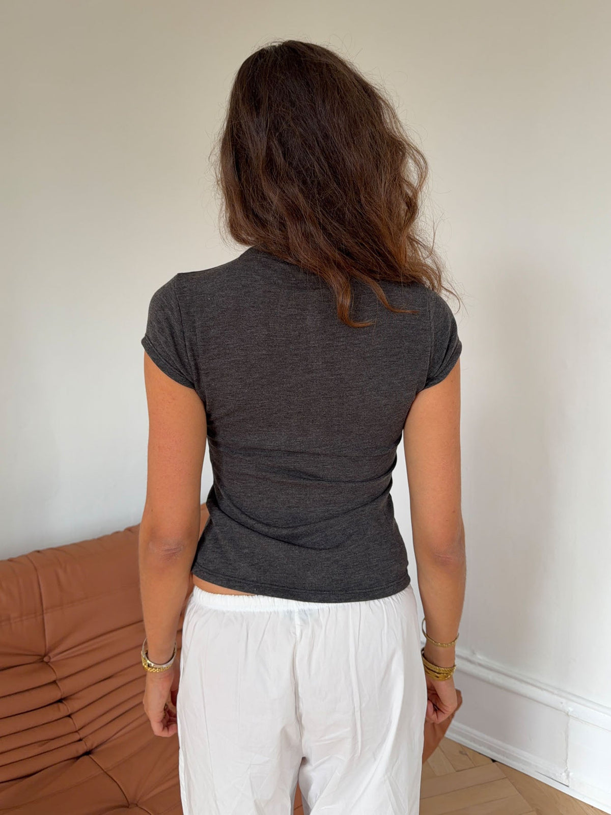 Leonie t-shirt with buttons - Grey