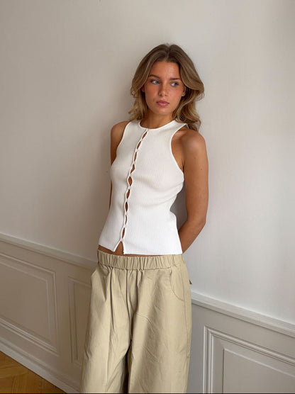 Lali top with buttons – White