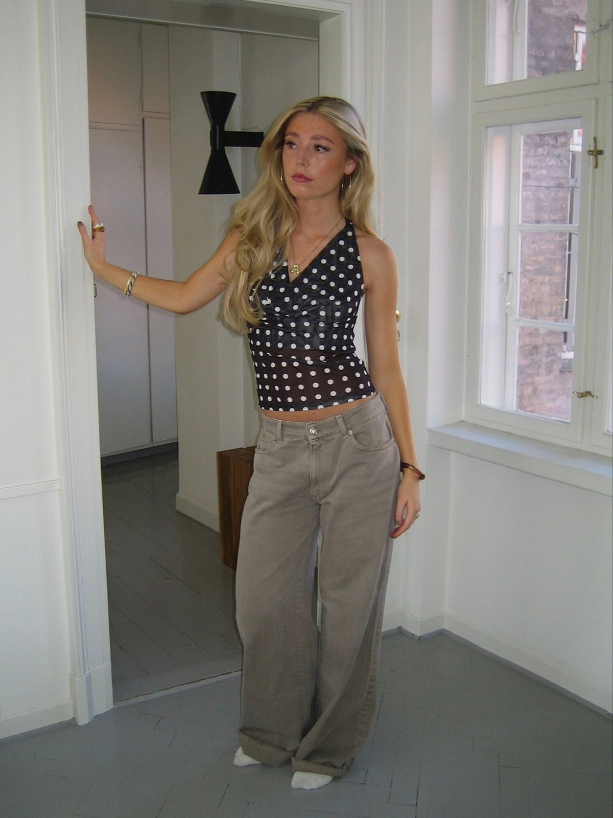 Ida top with polka dots - Black/white